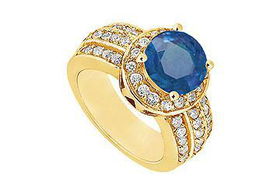 Sapphire and Diamond Engagement Ring : 14K Yellow Gold - 1.00 CT TGW - Ring Size 9.5sapphire 