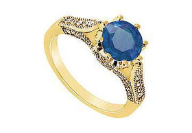 Sapphire and Diamond Engagement Ring : 14K Yellow Gold - 1.00 CT TGW - Ring Size 9.5sapphire 