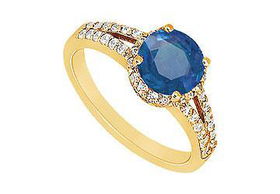 Sapphire and Diamond Engagement Ring : 14K Yellow Gold - 1.00 CT TGW - Ring Size 9.0sapphire 