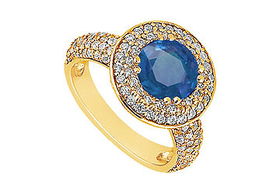 Sapphire and Diamond Engagement Ring : 14K Yellow Gold - 1.25 CT TGW - Ring Size 9.5sapphire 