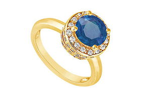 Sapphire and Diamond Engagement Ring : 14K Yellow Gold - 1.00 CT TGW - Ring Size 9.0sapphire 