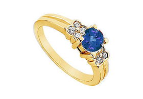 Sapphire and Diamond Ring : 14K Yellow Gold - 0.75 CT TGW - Ring Size 9.0sapphire 