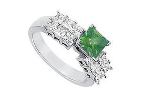 Emerald and Diamond Engagement Ring : Platinum - 1.75 CT TGWemerald 