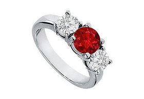 Ruby and Diamond Engagement Ring : Platinum - 2.00 CT TGWruby 