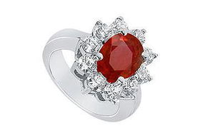 Ruby and Diamond Engagement Ring : Platinum - 2.50 CT TGWruby 