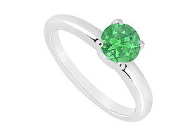 Emerald Ring : 14K White Gold - 1.00 CT TGW - Ring Size 9.5emerald 