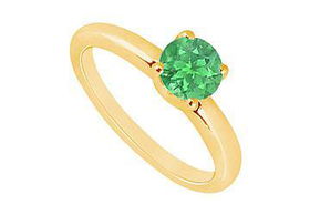 Emerald Ring : 14K Yellow Gold - 1.00 CT TGW - Ring Size 9.5emerald 