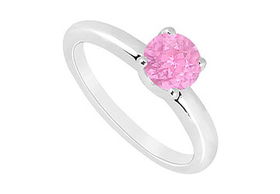 Pink Sapphire Ring : 14K White Gold - 1.00 CT TGW - Ring Size 9.5pink 