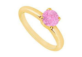 Pink Sapphire Ring : 14K Yellow Gold - 1.00 CT TGW - Ring Size 9.5pink 