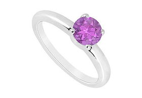 Amethyst  Ring : 14K White Gold - 1.00 CT TGW - Ring Size 9.5amethyst 