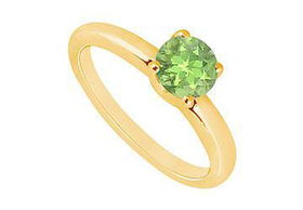 Peridot Ring : 14K Yellow Gold - 1.00 CT TGW - Ring Size 9.5peridot 