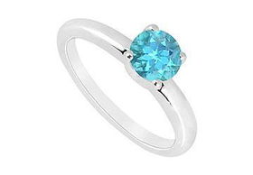 Blue Topaz Ring : 14K White Gold - 1.00 CT TGW - Ring Size 9.5blue 