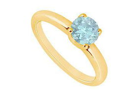 Aquamarine Ring : 14K Yellow Gold - 1.00 CT TGW - Ring Size 9.5aquamarine 