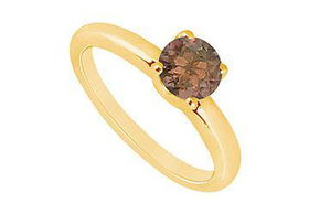 Smoky Topaz Ring : 14K Yellow Gold - 1.00 CT TGW - Ring Size 9.0smoky 