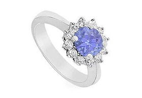 Tanzanite and Diamond Ring : 14K White Gold - 1.36 CT TGW - Ring Size 9.5tanzanite 