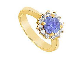 Tanzanite and Diamond Ring : 14K Yellow Gold - 1.36 CT TGW - Ring Size 9.5tanzanite 