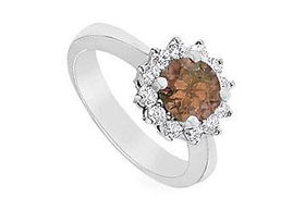 Smoky Topaz and Diamond Ring : 14K White Gold - 1.36 CT TGW - Ring Size 9.5smoky 