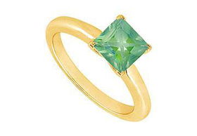 Emerald Ring : 14K Yellow Gold - 0.75 CT TGW - Ring Size 9.5emerald 