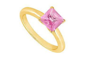 Pink Sapphire Ring : 14K Yellow Gold - 0.75 CT TGW - Ring Size 9.0pink 