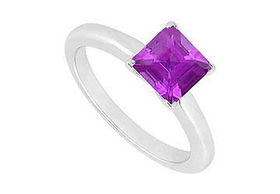 Amethyst Ring : 14K White Gold - 0.75 CT TGW - Ring Size 9.5amethyst 