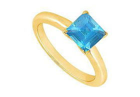 Blue Topaz Ring : 14K Yellow Gold - 0.75 CT TGW - Ring Size 9.0blue 