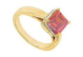 Ruby and Diamond Ring : 14K Yellow Gold - 0.83 CT TGW - Ring Size 9.5ruby 