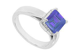 Sapphire and Diamond Ring : 14K White Gold - 0.83 CT TGW - Ring Size 9.0sapphire 