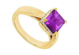 Amethyst and Diamond Ring : 14K Yellow Gold - 0.83 CT TGW - Ring Size 9.0amethyst 