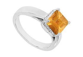 Citrine and Diamond Ring : 14K White Gold - 0.83 CT TGW - Ring Size 9.0citrine 