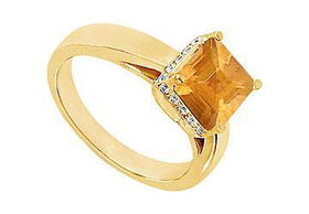 Citrine and Diamond Ring : 14K Yellow Gold - 0.83 CT TGW - Ring Size 9.0citrine 