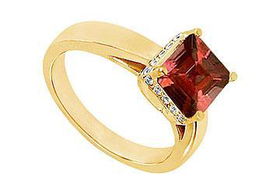 Garnet and Diamond Ring : 14K Yellow Gold - 0.83 CT TGW - Ring Size 9.0garnet 