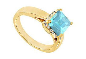 Aquamarine and Diamond Ring : 14K Yellow Gold - 0.83 CT TGW - Ring Size 9.0aquamarine 