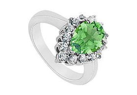 Emerald and Diamond Ring : 14K White Gold - 1.39 CT TGW - Ring Size 9.5emerald 