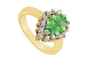 Emerald and Diamond Ring : 14K Yellow Gold - 1.39 CT TGW - Ring Size 9.5emerald 