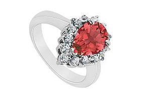 Ruby and Diamond Ring : 14K White Gold - 1.39 CT TGW - Ring Size 9.5ruby 