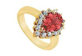 Ruby and Diamond Ring : 14K Yellow Gold - 1.39 CT TGW - Ring Size 9.5ruby 