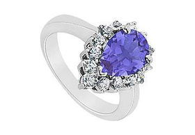 Sapphire and Diamond Ring : 14K White Gold - 1.39 CT TGW - Ring Size 9.5sapphire 