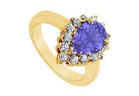 Sapphire and Diamond Ring : 14K Yellow Gold - 1.39 CT TGW - Ring Size 9.5sapphire 