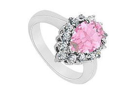 Pink Sapphire and Diamond Ring : 14K White Gold - 1.39 CT TGW - Ring Size 9.5pink 