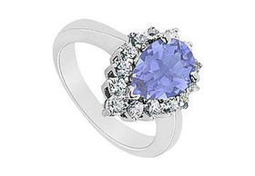 Tanzanite and Diamond Ring : 14K White Gold - 1.39 CT TGW - Ring Size 9.5tanzanite 