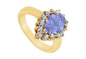 Tanzanite and Diamond Ring : 14K Yellow Gold - 1.39 CT TGW - Ring Size 9.5tanzanite 