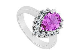 Amethyst and Diamond Ring : 14K White Gold - 1.39 CT TGW - Ring Size 9.5amethyst 