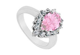 Pink Topaz and Diamond Ring : 14K White Gold - 1.39 CT TGW - Ring Size 9.5pink 