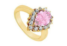 Pink Topaz and Diamond Ring : 14K White Gold - 1.39 CT TGW - Ring Size 9.5pink 