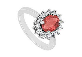 Ruby and Diamond Ring : 14K White Gold - 1.36 CT TGW - Ring Size 9.5ruby 