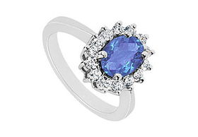 Sapphire and Diamond Ring : 14K White Gold - 1.36 CT TGW - Ring Size 9.5sapphire 