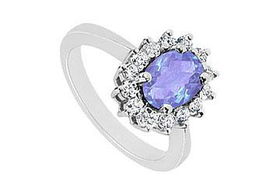 Tanzanite and Diamond Ring : 14K White Gold - 1.36 CT TGW - Ring Size 9.0tanzanite 