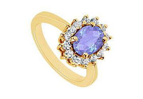 Tanzanite and Diamond Ring : 14K Yellow Gold - 1.36 CT TGW - Ring Size 9.5tanzanite 