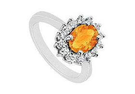 Citrine and Diamond Ring : 14K White Gold - 1.36 CT TGW - Ring Size 9.0citrine 