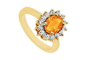 Citrine and Diamond Ring : 14K Yellow Gold - 1.36 CT TGW - Ring Size 9.5citrine 